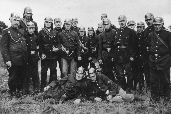 Slökkviliðsmenn við Dieckmann-brunann 1933